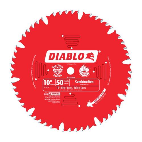 Diablo D1050X Combination Saw Blade 10" D X 5/8" TiCo Hi-Density Carbide 50 teeth