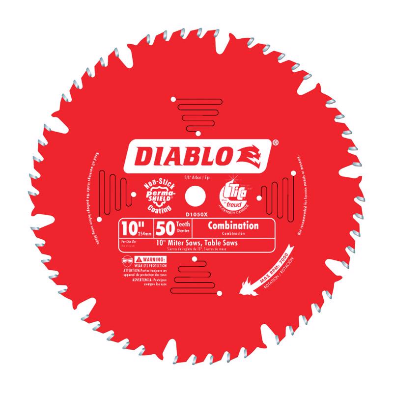 Diablo D1050X Combination Saw Blade 10" D X 5/8" TiCo Hi-Density Carbide 50 teeth Perma-Shield