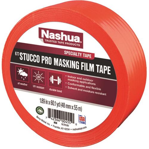 Nashua 1086915 Masking Tape 1.89" W X 60 yd L Red Regular Strength Red
