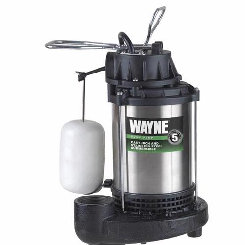 Wayne CDU1000 Sump Pump 1 HP 6100 gph Stainless Steel Vertical Float Switch AC