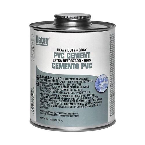 Oatey 31095 Solvent Cement, 16 oz Can, Liquid, Gray