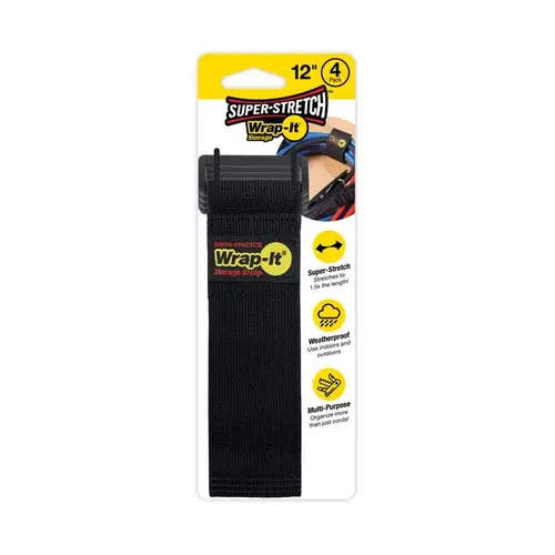 Stretch Storage Straps Super-Stretch 2" W X 12" L Black 10 lb Black