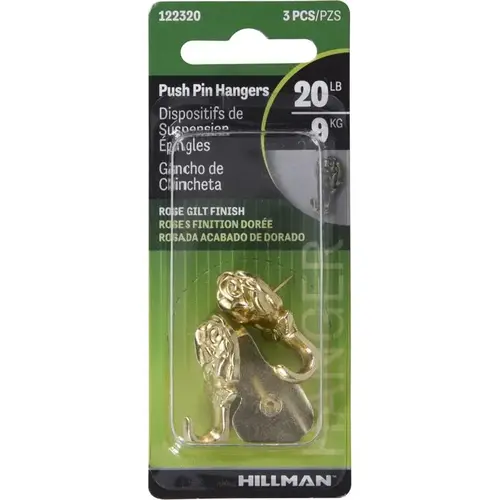 Picture Hook AnchorWire Gilt Gold Push Pin 10 lb Gilt - pack of 30