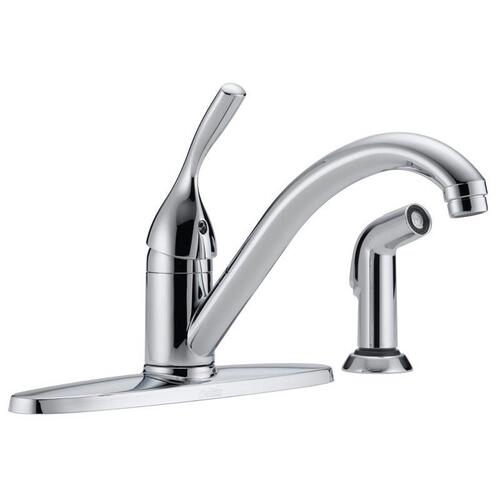 Kitchen Faucet with Side Sprayer, 1.8 gpm, 1-Faucet Handle, Brass, Chrome Plated, Deck Mounting