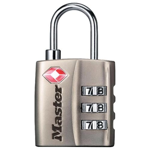 Luggage Lock 1-5/16" H X 3/8" W X 1-3/16" L Metal 3-Dial Combination Metallic