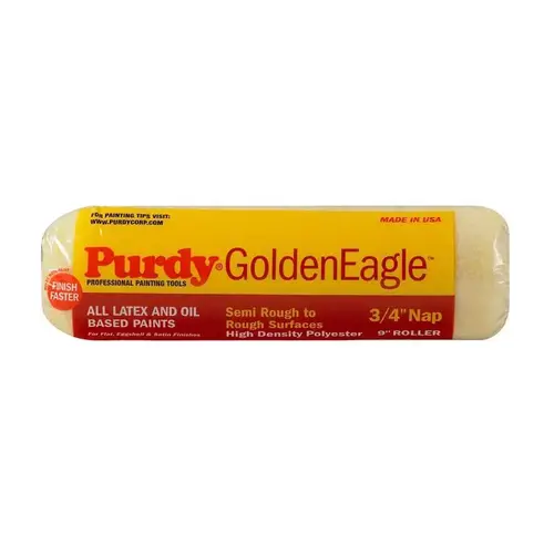 Golden Eagle Paint Roller Cover, 3/4 in Thick Nap, 9 in L, Polyester Cover