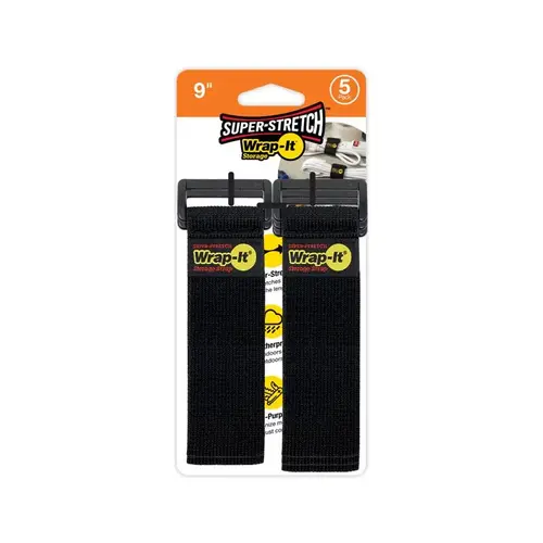 Wrap-It 705-09B Stretch Storage Straps Super-Stretch 1" W X 9" L Black 10 lb Black