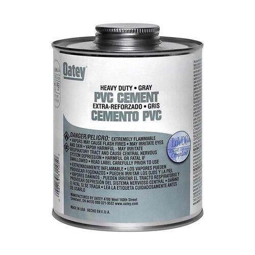 Oatey 31105 Solvent Cement, 32 oz Can, Liquid, Gray