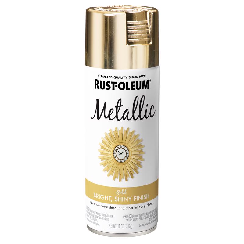 Rust-Oleum 1910830 Metallic Spray Paint, Metallic, Gold, 11 oz, Aerosol Can