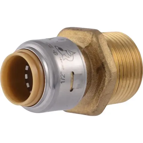 Pipe Connector, 1/2 x 3/4 in, MNPT, Brass, 200 psi Pressure