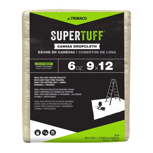 Drop Cloth SuperTuff 9 ft. W X 12 ft. L 6 oz Canvas Natural