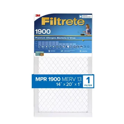 Allergen Air Filter 14" W X 20" H X 1" D Polypropylene 13 MERV Pleated