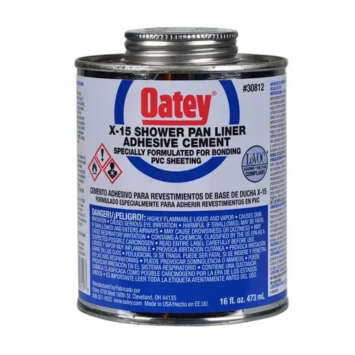 Oatey 30812 Adhesive and Sealant X-15 Clear For PVC Sheeting 16 oz Clear