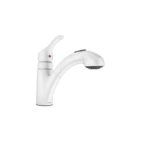 Moen CA87316W Pull-Out Kitchen Faucet Renzo One Handle White White Glacier