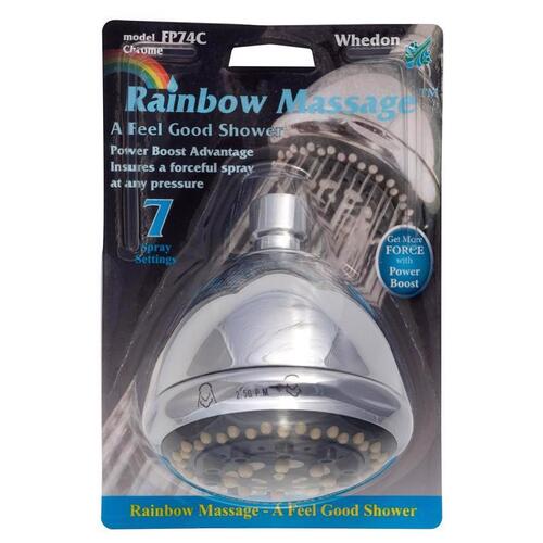 Showerhead Rainbo Massage Chrome Plastic 7 settings 2.5 gpm Chrome