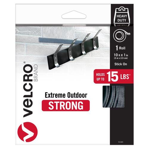 Velcro 91365 Hook and Loop Fastener Extreme Outdoor Small Nylon 120" L Black