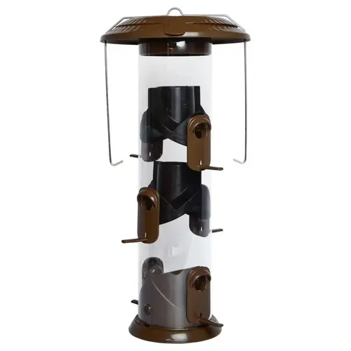 Bird Feeder Nature's Way Funnel Flip 6 lb Metal/Plastic Tube 6 ports Brown - pack of 4