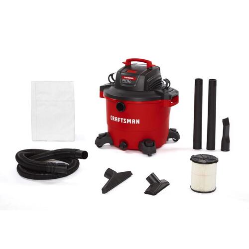 Wet/Dry Vacuum 16 gal Corded 12 amps 120 V 6.5 HP Red