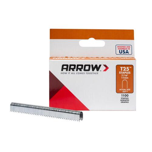 Arrow 257-XCP5 T25 Series Round Crown Staple, 5/16 in W Crown, 7/16 in L Leg - pack of 5000