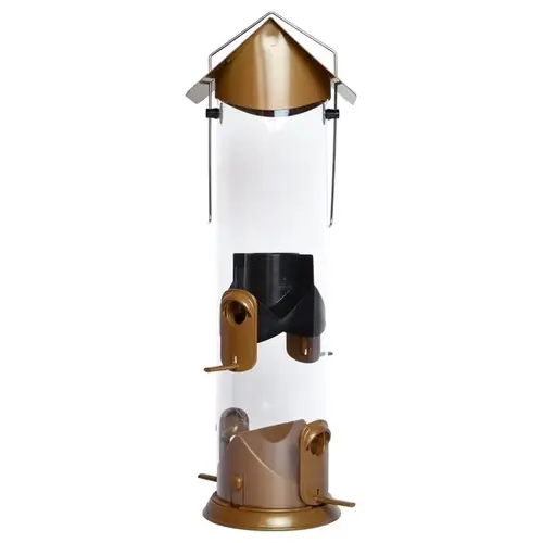 Nature's Way WMRS-18 Bird Feeder Easy Clean Wild Bird and Finch 3 qt Metal/Plastic Tube 4 ports Brown/White