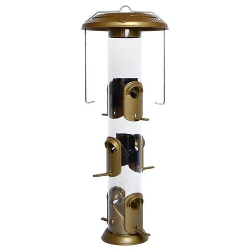 Nature's Way NMFFB-19 Bird Feeder Deluxe Wild Bird and Finch 1.5 qt Metal/Plastic Tube 6 ports Brown/Clear