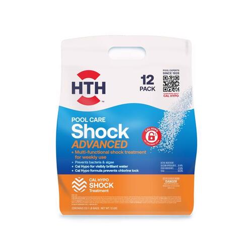 Super Shock 52026 Pool Chemical, 12 lb Bag, Granular, Chlorine, White - pack of 12