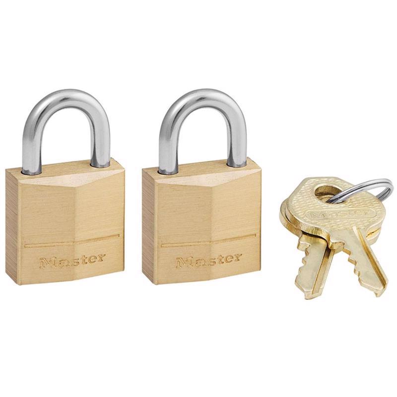 Master Lock 120T Solid Body Padlock - Pair Brass