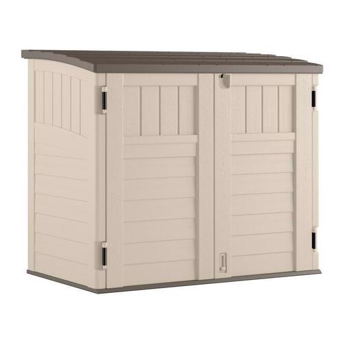 Stow-Away Storage Shed, 34 cu-ft Capacity, 4 ft 5 in W, 2 ft 8-1/4 in D, 3 ft 9-1/2 in H, Resin