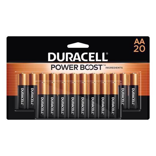DURACELL MN1500B20 Battery, 1.5 V Battery, 2450 mAh, AA Battery, Alkaline, Rechargeable: No, Black/Copper - pack of 20