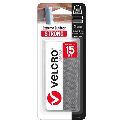 VELCRO Brand 91373 Fastener, 2 in W, 4 in L, Titanium, 15 lb - pack of 2