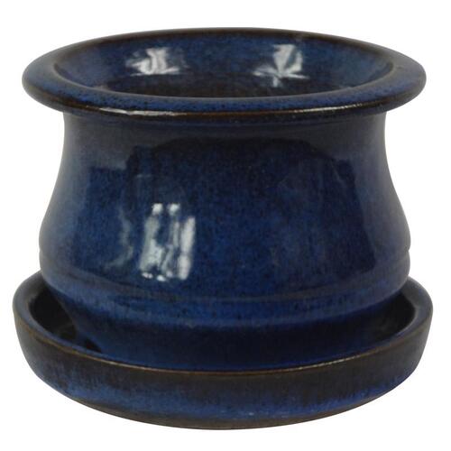 Planter Low Bell 5.3" H X 6.9" W X 6.9" D X 7" D Ceramic Blue Blue