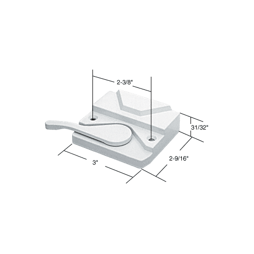 White Left Hand Window Sash Lock With 2-3/8" Screw Holes