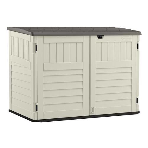 Stow-Away Storage Shed, 70 cu-ft Capacity, 5 ft 10-1/2 in W, 3 ft 8-1/4 in D, 4 ft 4 in H, Resin