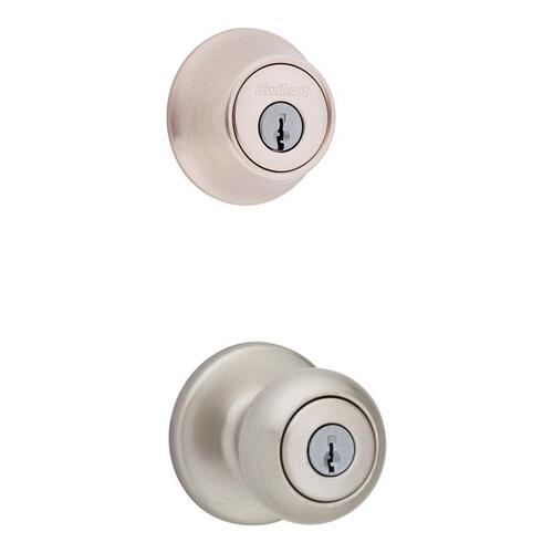 690CV-15 Knob Lockset, 3 Grade, Keyed Key, Satin Nickel, 2-3/8 x 2-3/4 in Backset, K6 Keyway, Left, Right Hand