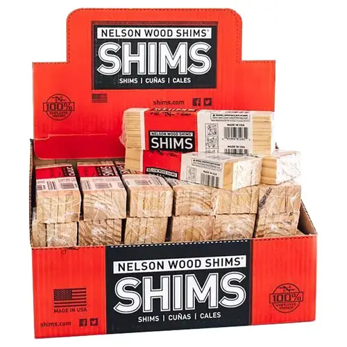 Nelson PSH8/12/36/65-XCP36 Shim, 8 in L, 1-3/8 in W, 1/4 in Thick, Pine Wood - pack of 432