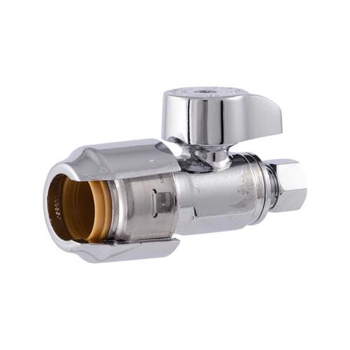 Stop Valve, 1/2 x 3/8 in Connection, Compression, 200 psi Pressure, Brass Body