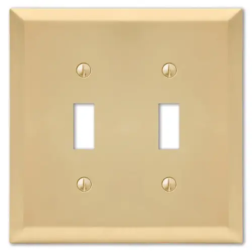 Wallplate, 4-15/16 in L, 4-9/16 in W, 2 -Gang, Steel, Satin Brass - pack of 3