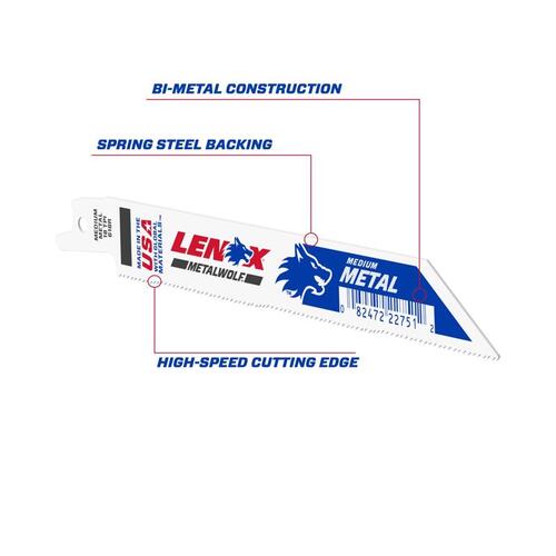 Lenox 22751OSB618R-XCP50 Reciprocating Saw Blade 6" Bi-Metal 18 TPI White - pack of 50