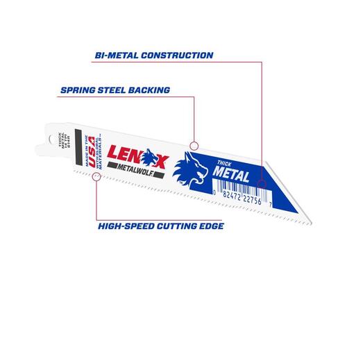 Lenox 22756OSB614R-XCP50 Reciprocating Saw Blade 6" Bi-Metal 14 TPI White - pack of 50