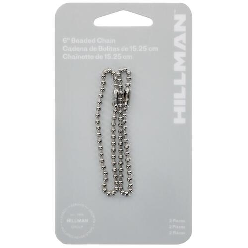 Hillman 701711 Key Ring 6" D Metal Silver Beaded Chain Silver