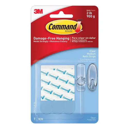 Refill Strip, 5/8 in W, 1-3/4 in L, Clear, 2 lb - pack of 9