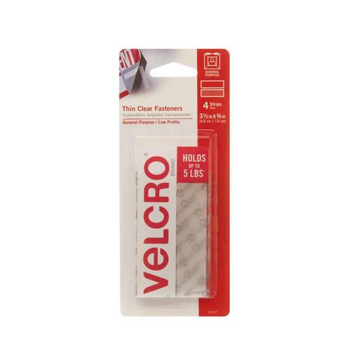 Velcro 91327 Hook and Loop Fastener Thin Clear Small Nylon 3-1/2" L Clear