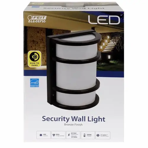 Security Wall Light Dusk to Dawn Solar Powered LED Bronze Bronze