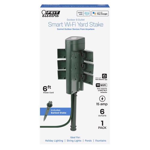 Smart Outlet Stake With WiFi Outdoor 6 ft. L Green Green