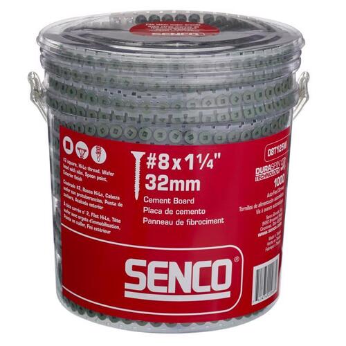 Senco 08T125W 08T_W Series Cement Board Screw with Nibs, #8 Thread, 1-1/4 in L, Flat Head, #2 Drive, Steel - pack of 1000
