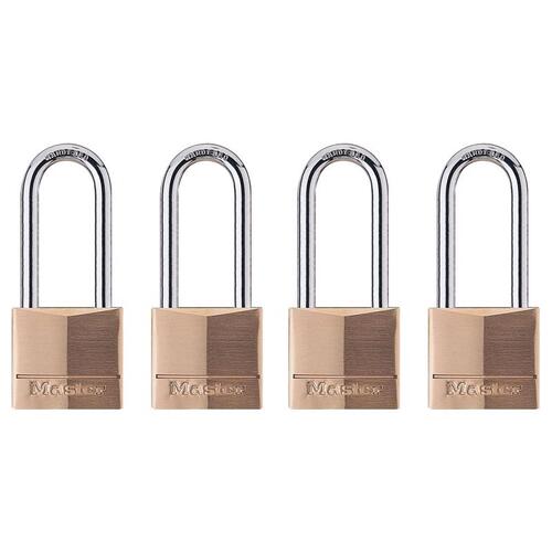 Padlock, Keyed Alike Key, 1/4 in Dia Shackle, Steel Shackle, Solid Brass Body, 1-9/16 in W Body Metallic - pack of 4