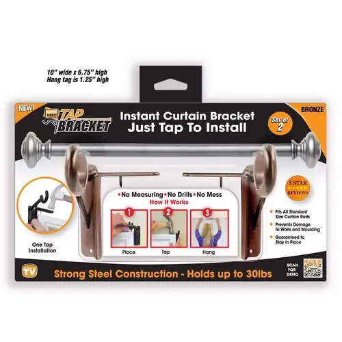 TAP BRACKET TBBRONZ-MC6 Bracket TAP As Seen On TV Bronze Steel Curtain 30 lb Bronze Pair