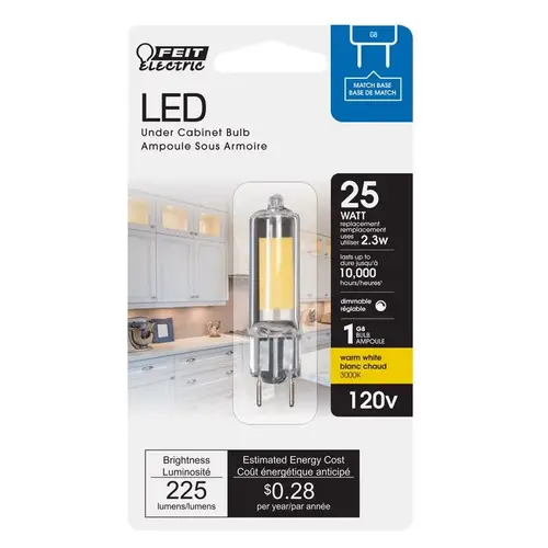 LED Bulb T4 G8 Warm White 25 Watt Equivalence Clear