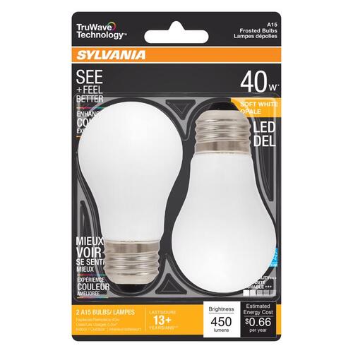 LED Bulb Natural A15 E26 (Medium) Soft White 40 W Frosted