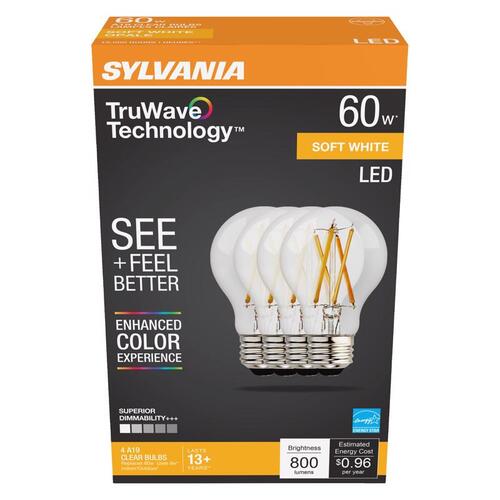 Sylvania 40687 LED Bulb TruWave A19 E26 (Medium) Soft White 60 Watt Equivalence Clear